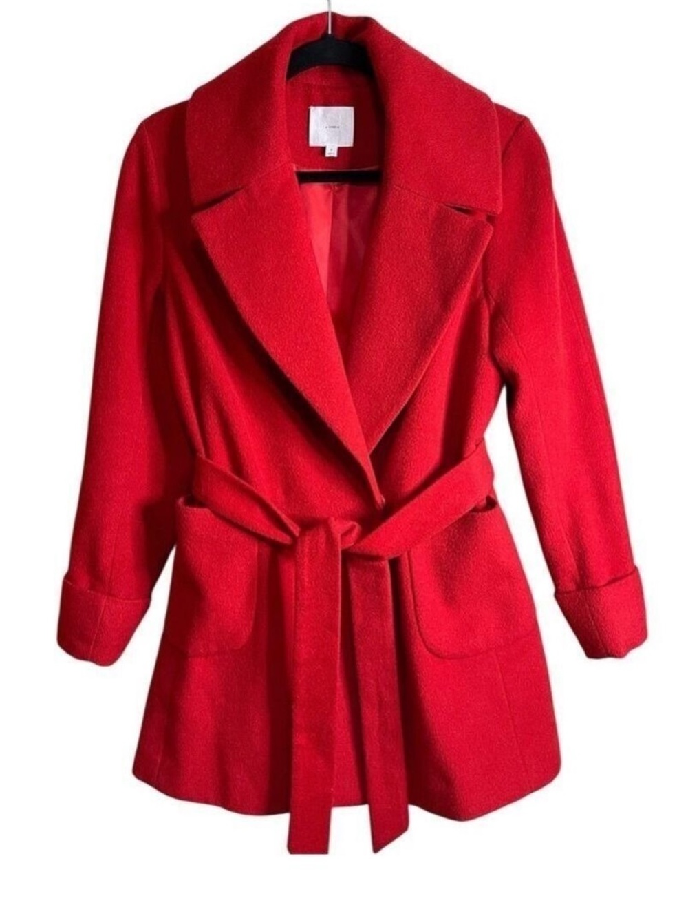 A Loves A Women's Red Wool Belted Coat Size Small